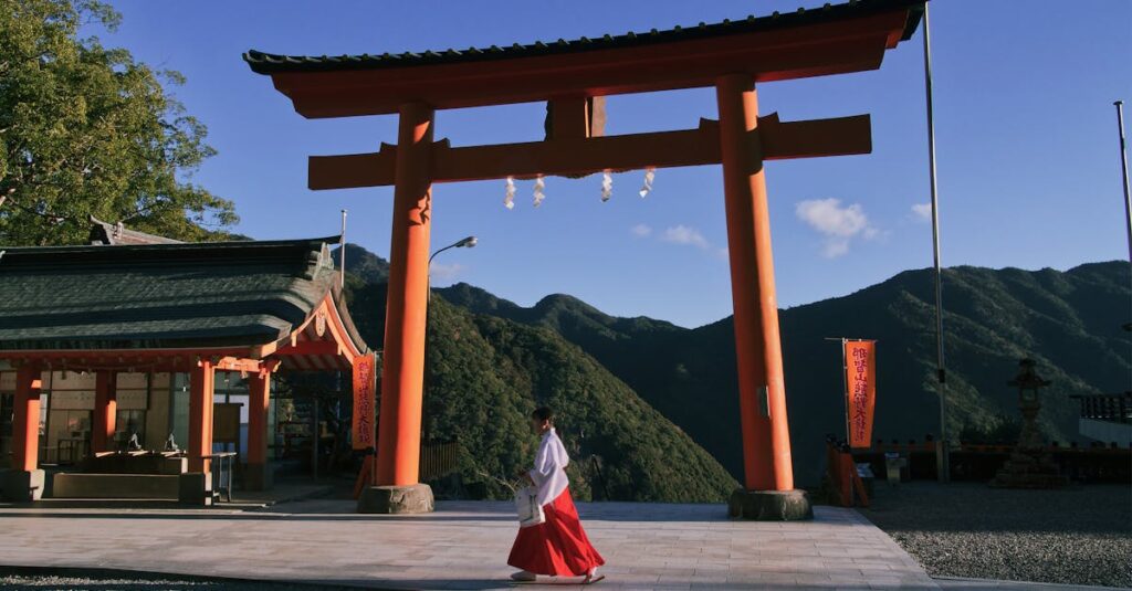 七五三当日の神社受付と初穂料の渡し方を説明するシーンのイラスト