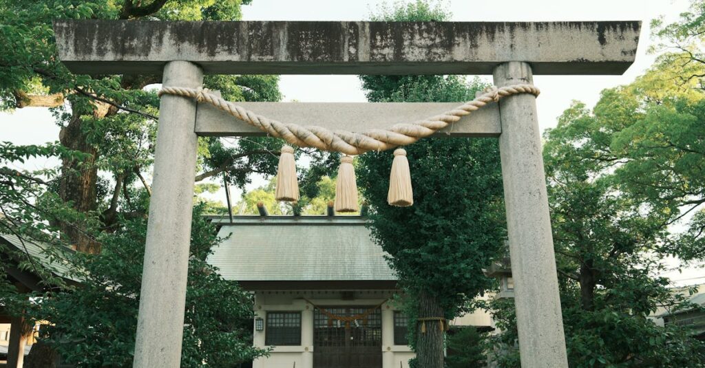 七五三当日の神社受付と初穂料の渡し方を説明するシーンのイラスト